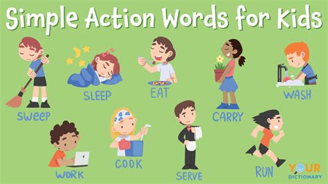 Simple Action Words For Kids Printable List Of Key Verbs Yourdictionary