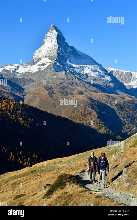 Switzerland Canton Of Valais Zermatt The Matterhorn 4478m Stock