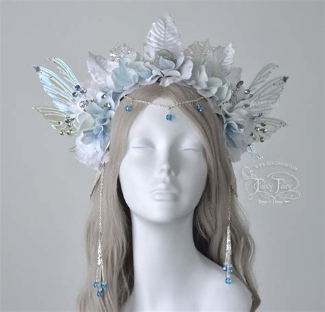 White And Blue Winter Nymph Fairy Headdress Fancy Fairy Wings And Things