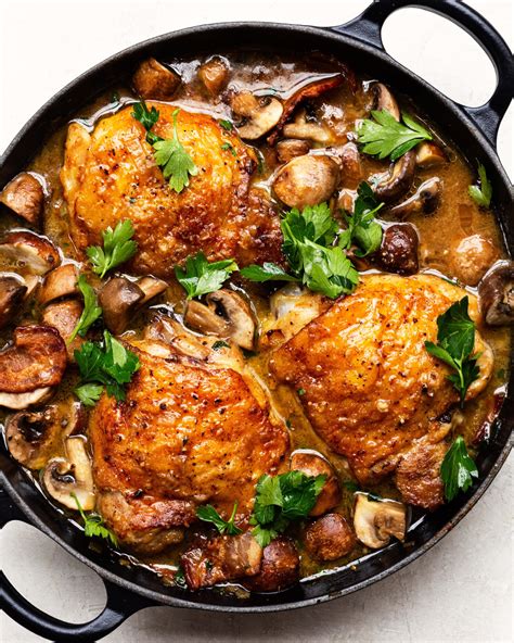 Braised Chicken With Mushrooms Bacon And Herbs — The Daley Plate