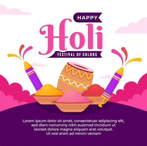 Premium Vector Happy Holi Festival Design Template For Social Media Post