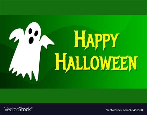 Happy Halloween Ghost In Green Background Vector Image