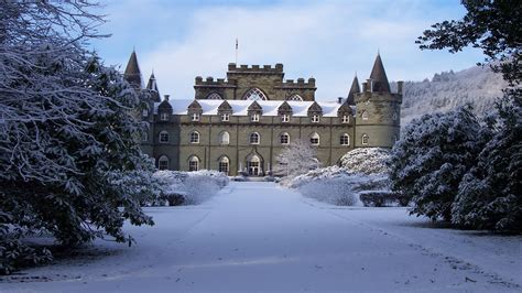 Architecture Landscape Castle Trees Scotland Winter Snow Forest