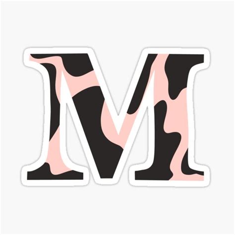 M Cow Print Initial Monogram Sticker For Sale By Aileenswansen