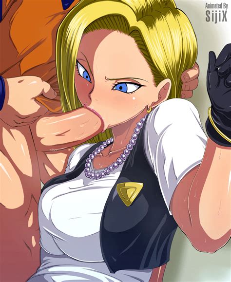 Rule 34 Android 18 Animated Animated  Blonde Hair Blue Eyes