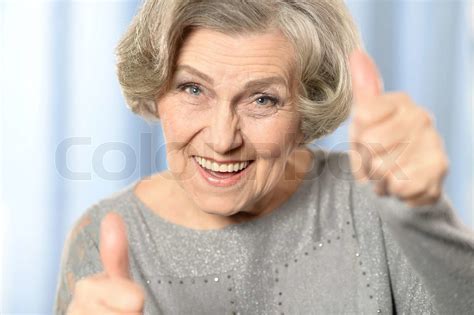 Happy Old Woman Stock Image Colourbox