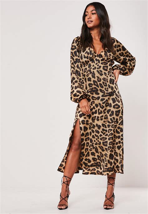 Brown Leopard Milkmaid Midi Dress Missguided