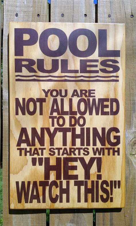Customizable Wood Pool Rules Welcome Sign Youre Not Allowed To Do