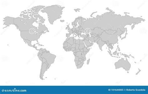 Grey Vector World Map Stock Vector Illustration Of Borders 101644005