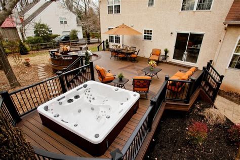 Hot Tub Backyard Decks Backyard Diy Deck Outdoor Deck Backyard Designs Outdoor Living