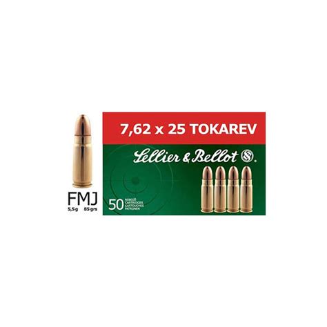 Sellier And Bellot 762x25 Tokarev 85gr Fmj 50 Rounds