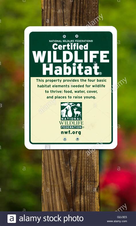 Sign Indicating A Certified Wildlife Habitat Stock Photo Wildlife