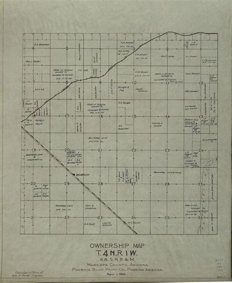 1926 Maricopa County Arizona Land Ownership Plat Map T4n R1w Arizona