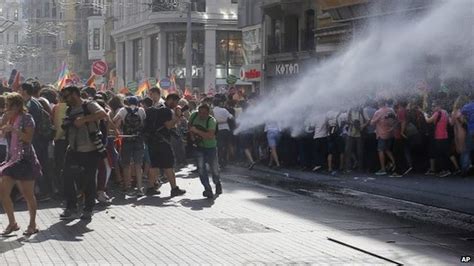 Turkey Pride March Hit With Police Water Cannon Bbc News