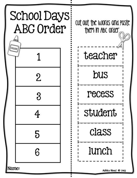 Alphabetical Order Cut And Paste Worksheets