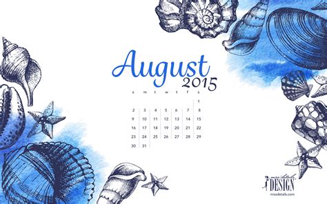 August 2015 Free Designer Desktop Calendars