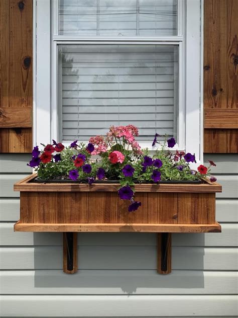 Exterior Wooden Window Flower Box Cedar Etsy Window Box Flowers