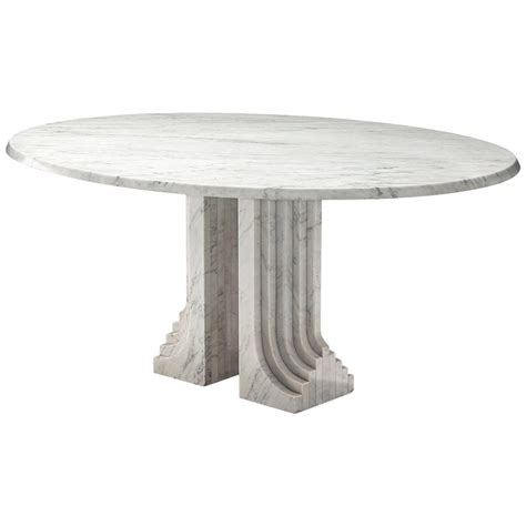 Italian Oval Dining Table In White Marble At 1stdibs