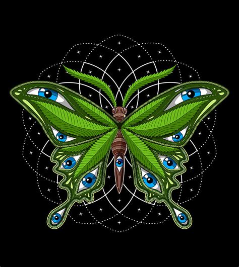 Psychedelic Weed Butterfly Digital Art By Nikolay Todorov Pixels