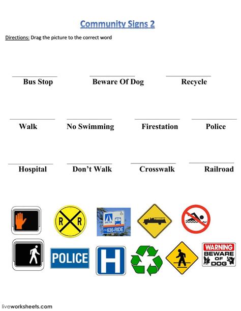 Community Signs Interactive And Downloadable Worksheet You Can Do The Exercises Online Or