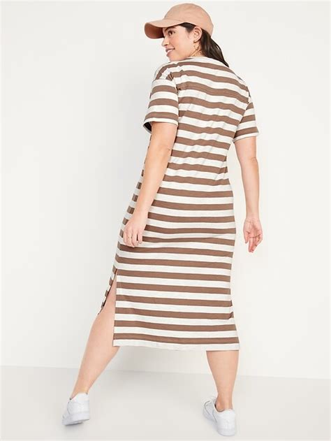 Vintage Striped T Shirt Midi Shift Dress For Women Old Navy
