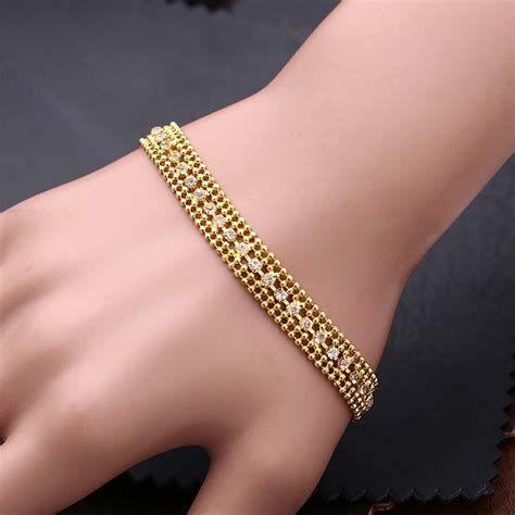 Luxury Crystal Summer Style Chain Bracelets And Bangles Golden Color Link