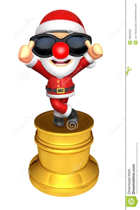 3d Santa Character Trophy Of The Best Gesture 3d Christmas Char Stock