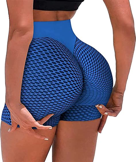 Butt Lifting Yoga Shorts For Women High Waist Tummy Control Textured Ruched Shorts Sports Gym