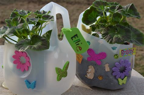 Earth Day Project Milk Gallon Jug As The Planter With Handle For A