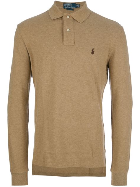 Polo Ralph Lauren Long Sleeve Polo Shirt In Brown For Men Lyst