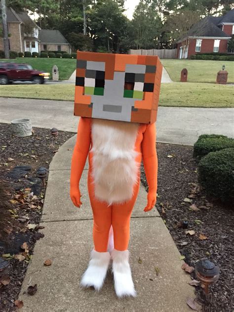 Stampy Costume Painted Cardboard Box Orange Morphsuit And Added Some