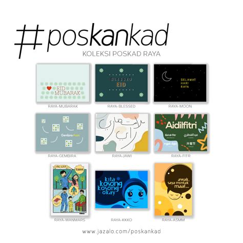 Poskankad Eid Greetings Postcard Set Set Poskad Kad Ucapan Selamat