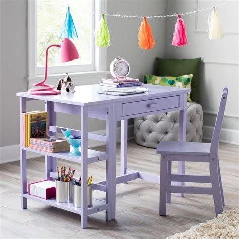 Single desk hot sale single desk and chair cheap classroom furniture metal frame height adjustable table set. Lipper Writing Workstation Desk and Chair - Lavender in ...