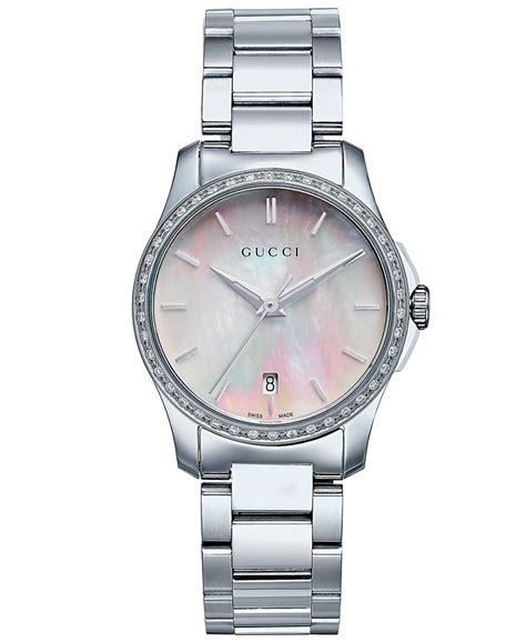 Gucci Womens Swiss G Timeless Diamond 14 Ct Tw Stainless Steel