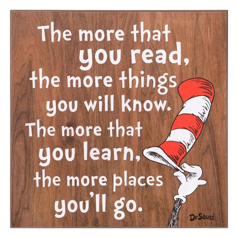18x18 Dr Seuss The More You Read Cat In The Hat Wood Wall Art