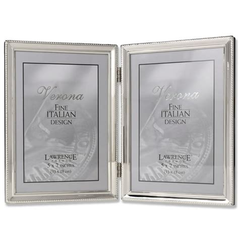 Lawrence Frames Polished Silver Plate 5x7 Hinged Double Picture Frame