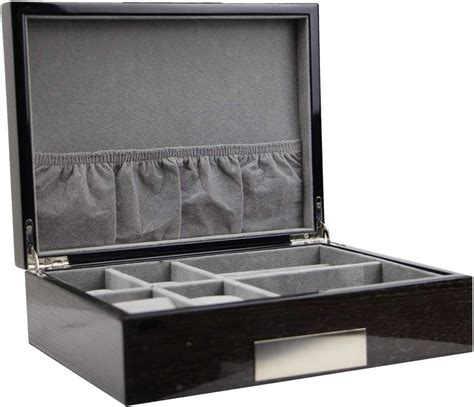 Executive High Class Wood Cufflink Case And Ring Storage Organizer Mens