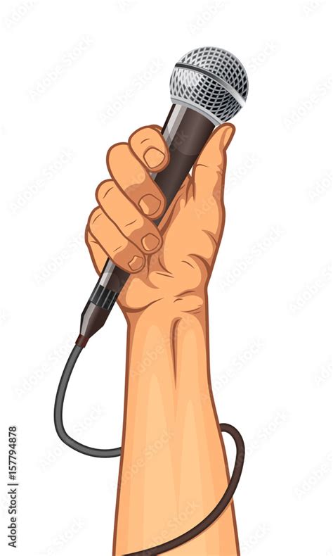 Hand Holding A Microphone In A Fist Cartoon Vector Illustration Stock