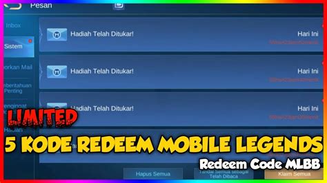 5 Kode Redeem Mobile Legends Redeem Code Mlbb Youtube