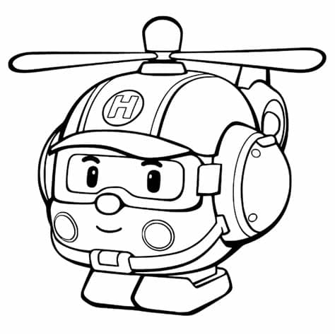 Sketsa Gambar Mewarnai Hitam Putih Tobot Robocar Poli ...