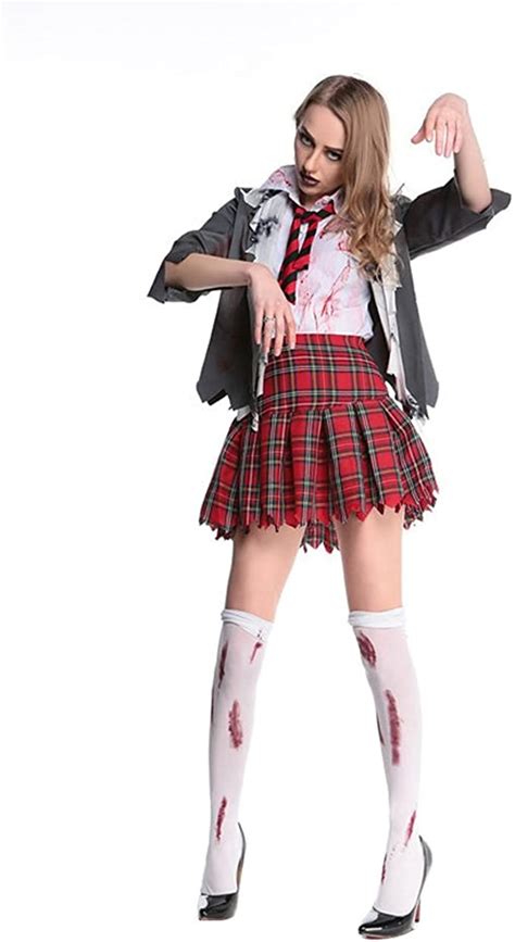 Skyblue Uk Scary Dead Zombie School Girl Costume Halloween Fancy Dress
