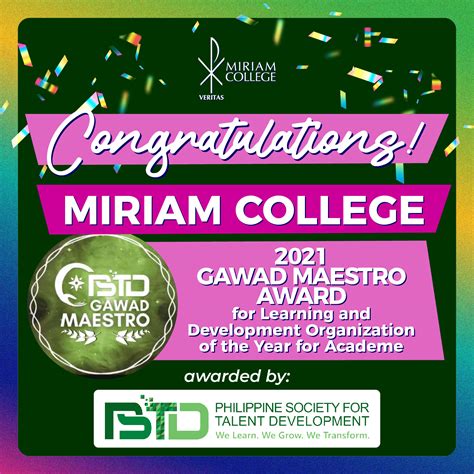 Miriam College Wins Philippine Society For Talent Developments 2021