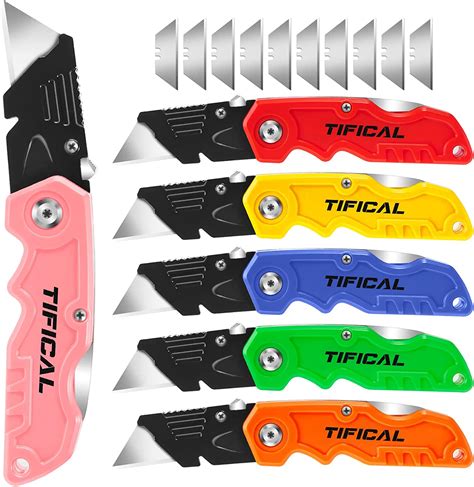 Tifical Folding Utility Knife 6 Pack Quick Change Box Cutter For