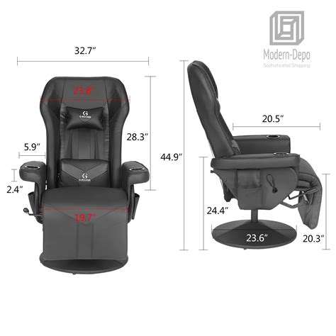 Gaming Chair Swivel Recliner With Bluetooth Speaker And Massage Lumbar