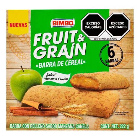Barra De Cereal Bimbo Fruit Grain Sabor Manzana Canela 222 G Walmart