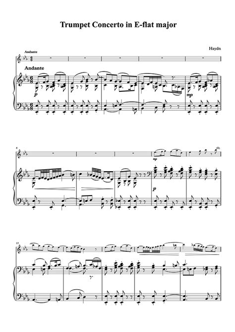 Trumpet Concerto In E Flat Major Ii Andante Accompaniment Part