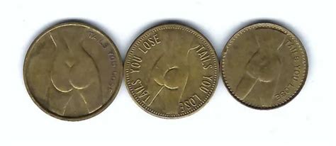 Vintage Nude Busty Woman Heads Tails Adult Peepshow Good For Coins