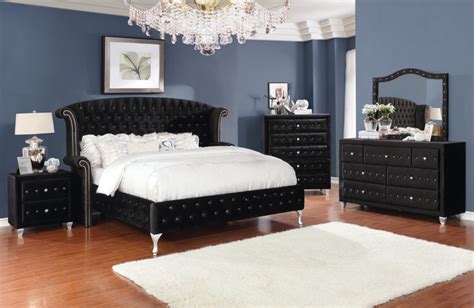 A wide variety of black. Deanna 4 Piece Queen Bedroom Set in Black Velvet - Half ...