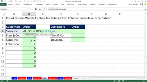 Excel Magic Trick 1193 Count Distinct Words As They Are Entered In