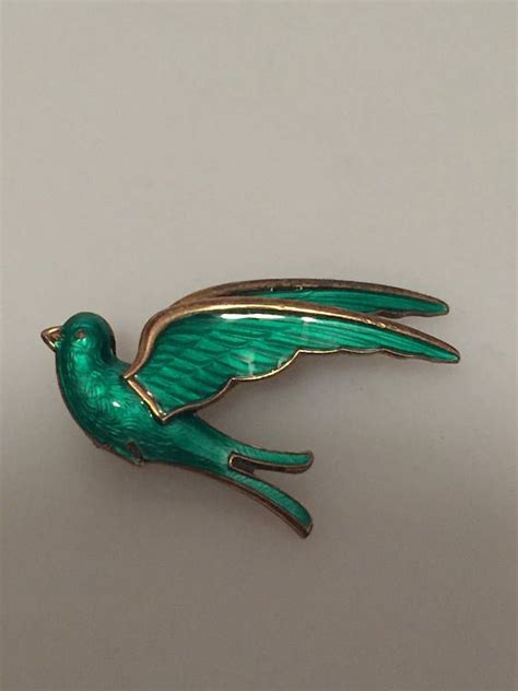 1950s Vintage Guilloche Enamel And Sterling Silver Bird Pin Bird Etsy